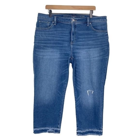 Chicos So Slimming Jeans Womens 16 Girlfriend High Rise Slim Leg Raw Hem Crop - Picture 1 of 10